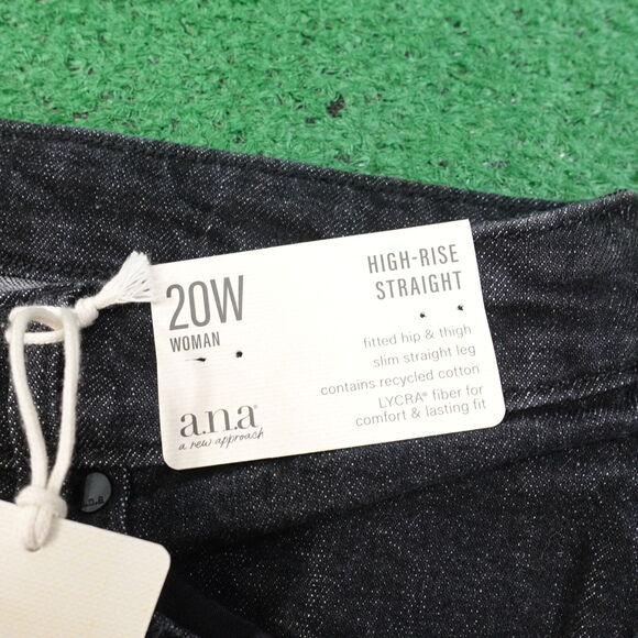 NWT ANA A NEW APPROACH HIGH RISE STRAIGHT BLACK DENIM JEANS WOMENS 20W 20 NEW! - Picture 3 of 9